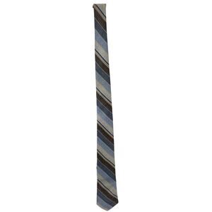 Vintage 80s Johnny Carson USA Striped Necktie Blue Gray Polyester Tie